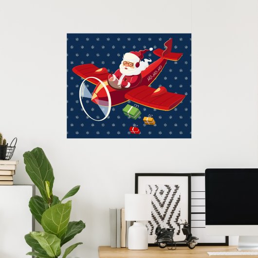 Santa Flying Airplane Poster (Heimbüro)