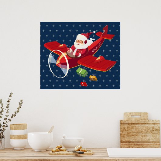 Santa Flying Airplane Poster (Küche)