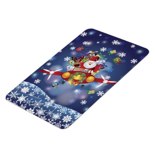 Santa Flying Airplane Premium Flexi Magnet (Linke Seite)