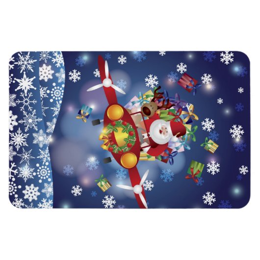 Santa Flying Airplane Premium Flexi Magnet (Horizontal)