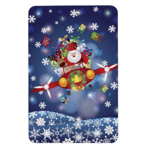Santa Flying Airplane Premium Flexi Magnet