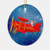 Santa Flying Biplane Ornament (Links)