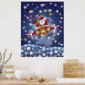 Santa Flying Classic Flugzeugplakat Poster (Küche)