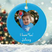 Santa Flying Flugzeug, Schlitten, Herz-Foto, Weihn Keramik Ornament