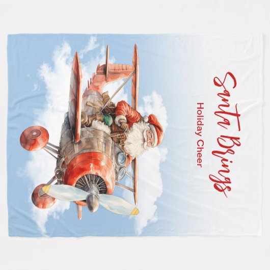 Santa Flying High Christmas Fleecedecke (Vorderseite (Horizontal))
