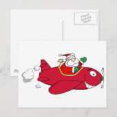 Santa Flying mit Weihnachts-Flugzeug Feiertagspostkarte (Vorne/Hinten)