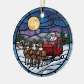Santa Flying Over Snowy Village Keramik Ornament (Links)