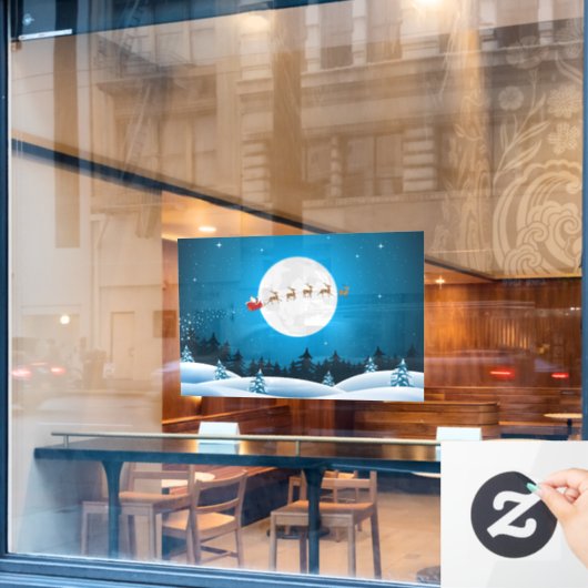 Santa Flying Sleigh Window Fensteraufkleber (Café-Fenster)