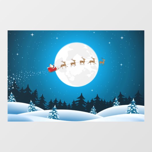 Santa Flying Sleigh Window Fensteraufkleber (Blatt)