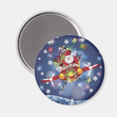 Santa Flying Vintag Flugzeug Magnet (Vorderseite/Rückseite)