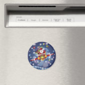Santa Flying Vintag Flugzeug Magnet (In Situ (Geschirrspüler))