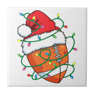 Santa Football Sports Ball Männer Weihnachten Weih Fliese