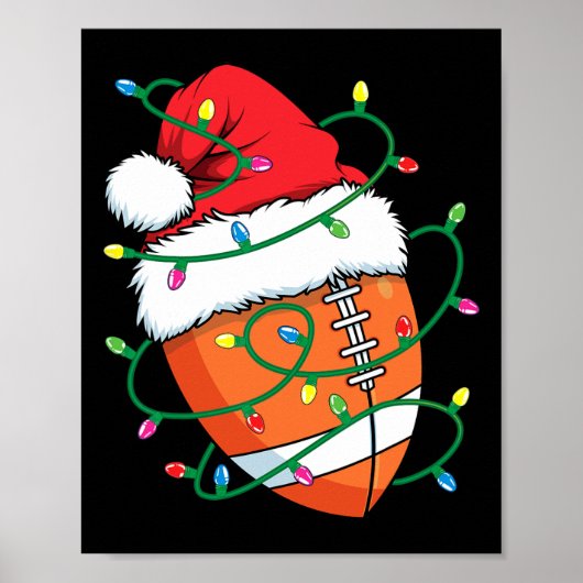 Santa Football Sports Ball Männer Weihnachten Weih Poster (Vorne)
