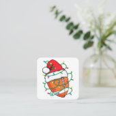 Santa Football Sports Ball Männer Weihnachten Weih Quadratische Visitenkarte (Stehend Vorderseite)