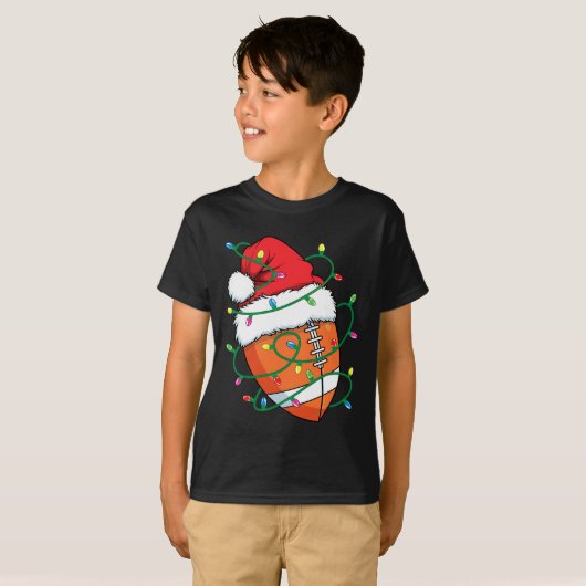 Santa Football Sports Ball Männer Weihnachten Weih T-Shirt (Vorne ganz)