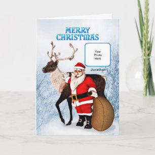 Santa Foto Card mit Namen Feiertagskarte