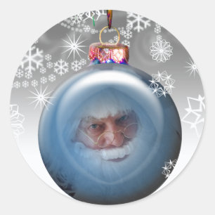 Santa Foto Ornament Persönliche Weihnachtszeit Runder Aufkleber