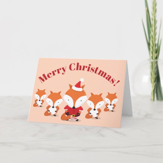 Santa Fox Animal Frohe Weihnachtskarte Feiertagskarte (Vorderseite)