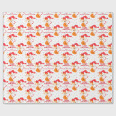 Santa Fox Candy Cane Grandkids Weihnachten Geschenkpapier (Flach)