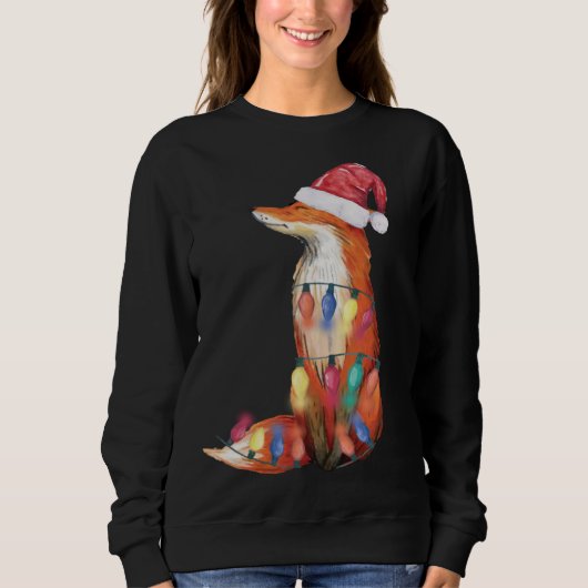 Santa Fox Christmas Lights Fox Lover Christmas Gif Sweatshirt (Vorderseite)