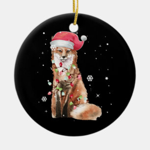 Santa Fox Christmas Lights Fox Lover Weihnachten Keramik Ornament