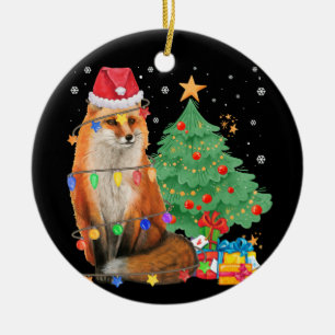 Santa Fox Christmas Lights Fox Lover Weihnachten Keramik Ornament