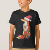 Santa Fox Christmas Lights Fox Lover Weihnachten T-Shirt (Vorderseite)