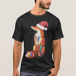 Santa Fox Christmas Lights Fox Lover Weihnachten T-Shirt
