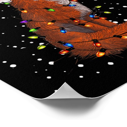 Santa Fox Tangled Up In Christmas Tree Lights Foxe Poster (Ecke)
