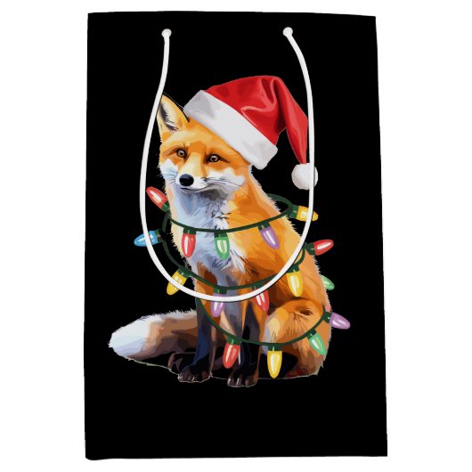 Santa Fox Weihnachtsfox Lover Weihnachtsgeschenk Mittlere Geschenktüte (Vorderseite)