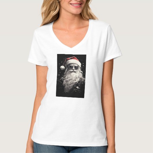 "Santa" Frauenweiße Weihnachtsfeiertage T - Shirt (Vorderseite)