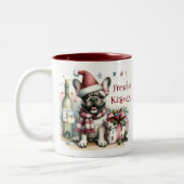 Santa French Bulldog Fun Festival Xmas Hundeliebha Zweifarbige Tasse (Links)