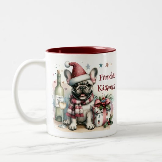Santa French Bulldog Fun Festival Xmas Hundeliebha Zweifarbige Tasse (Links)