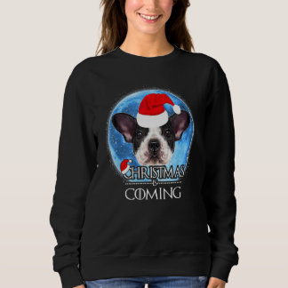 Santa French Bulldog Hund Frohe Weihnachten kommt Sweatshirt