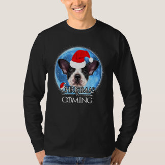 Santa French Bulldog Hund Frohe Weihnachten kommt T-Shirt