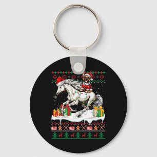 Santa French Bulldog Reiten Pferd Weihnachtsschwei Schlüsselanhänger