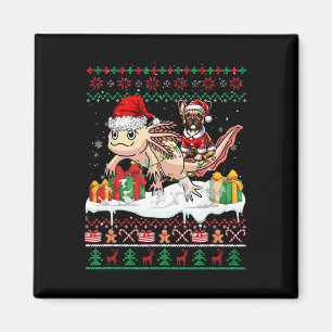 Santa French Bulldog Riding Axolotl Weihnachten Sw Magnet