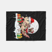 Santa French Bulldog Riding Axolotl Weihnachtsfest Fleecedecke (Vorderseite (Horizontal))