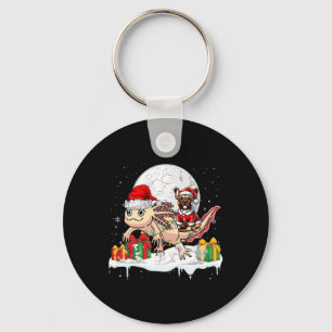 Santa French Bulldog Riding Axolotl Weihnachtsfest Schlüsselanhänger
