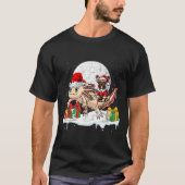 Santa French Bulldog Riding Axolotl Weihnachtsfest T-Shirt (Vorderseite)