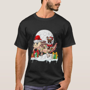 Santa French Bulldog Riding Axolotl Weihnachtsfest T-Shirt