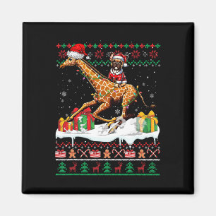 Santa French Bulldog Riding Giraffe Weihnachten Sw Magnet
