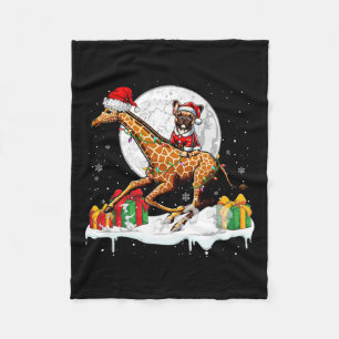 Santa French Bulldog Riding Giraffe Weihnachtsfest Fleecedecke