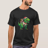 Santa French Bulldog Riding T Rex Christmas Owner T-Shirt (Vorderseite)