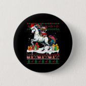 Santa French Bulldog Riding Unicorn Weihnachten Sc Button (Vorderseite)