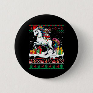 Santa French Bulldog Riding Unicorn Weihnachten Sc Button