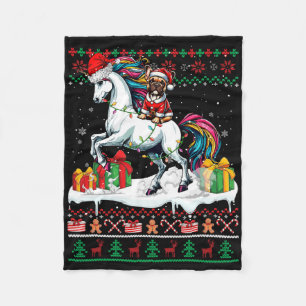 Santa French Bulldog Riding Unicorn Weihnachten Sc Fleecedecke