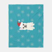 Santa Frenchie, Blaue Schneeflocken Fleecedecke (Vorderseite)