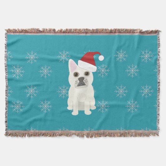 Santa Frenchie, Snowflakes Blue Decke (Vorderseite)