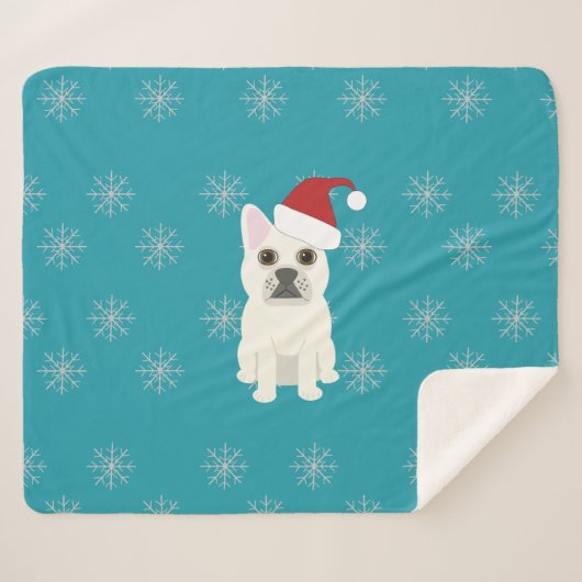 Santa Frenchie, Snowflakes Blue Sherpadecke (Vorderseite (Horizontal))